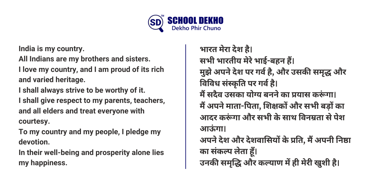 National Pledge of India in English & Hindi